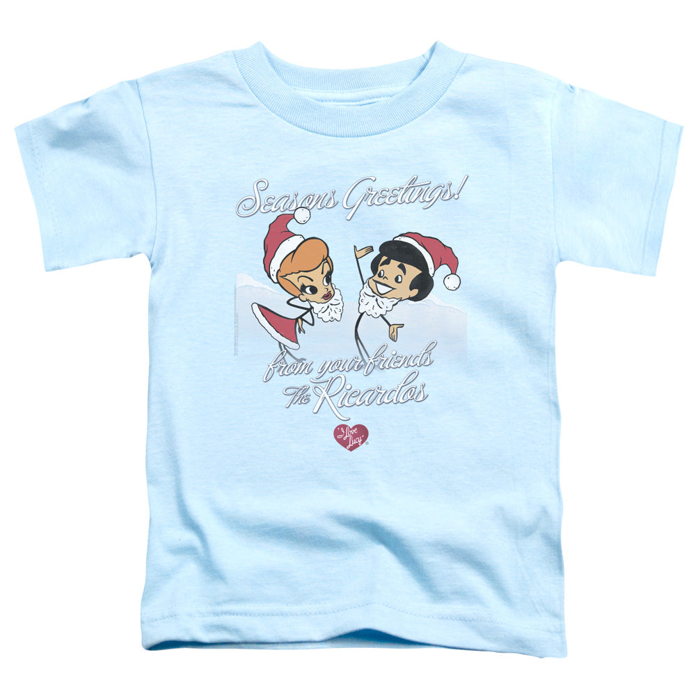 I Love Lucy Animated Christmas Toddler Kids Youth T Shirt Light Blue