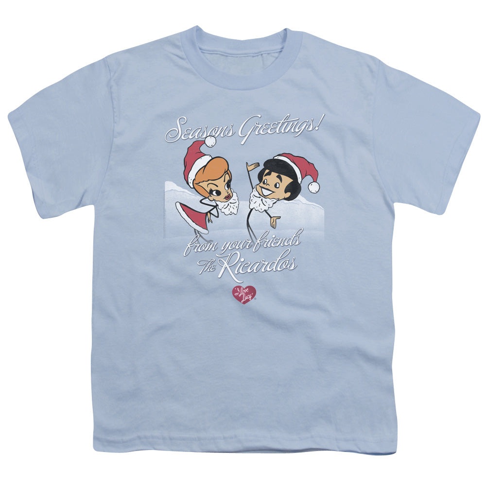 I Love Lucy Animated Christmas Kids Youth T Shirt Light Blue