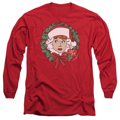 I Love Lucy Wreath Mens Long Sleeve Shirt Red