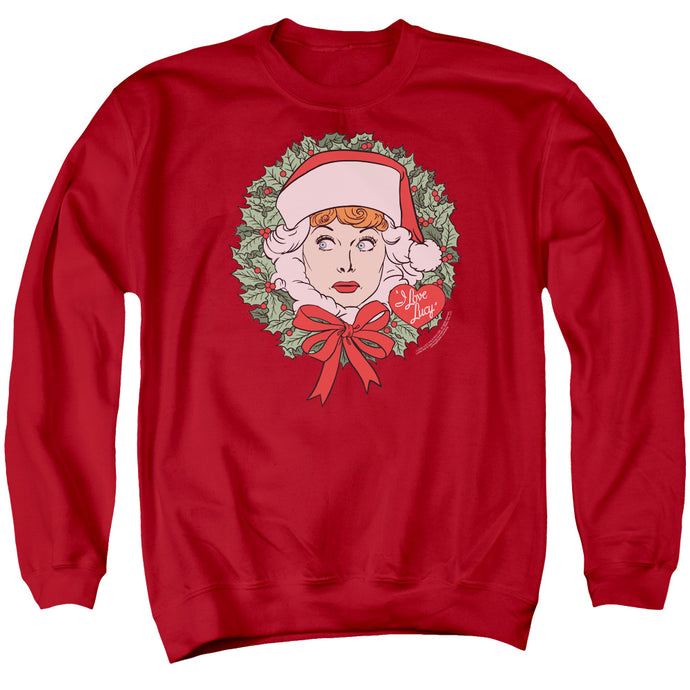 I Love Lucy Wreath Mens Crewneck Sweatshirt Red