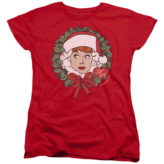 I Love Lucy Wreath Womens T Shirt Red