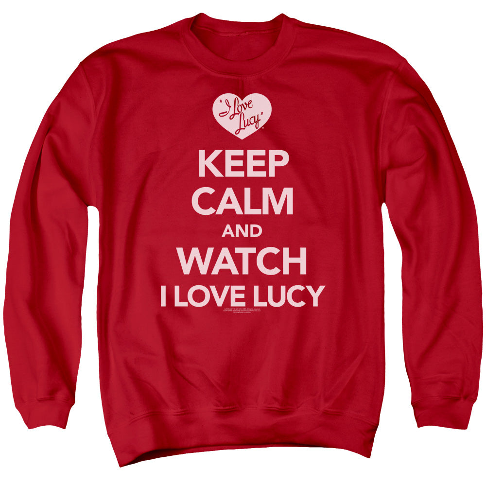 I Love Lucy Keep Calm and Watch Mens Crewneck Sweatshirt Red