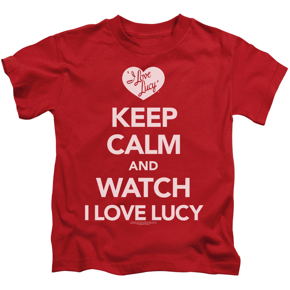 I Love Lucy Keep Calm and Watch Juvenile Kids Youth T Shirt Red