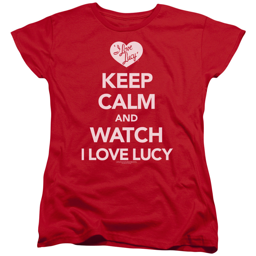 I Love Lucy Keep Calm and Watch Womens T Shirt Red