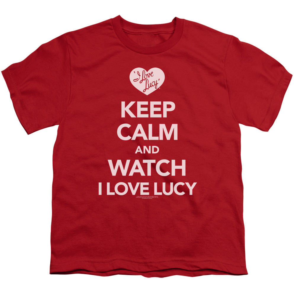 I Love Lucy Keep Calm and Watch Kids Youth T Shirt Red