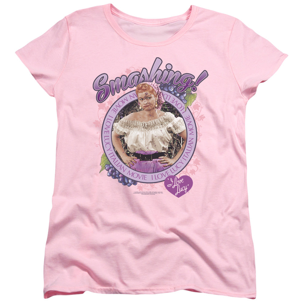 I Love Lucy Ashing Womens T Shirt Pink