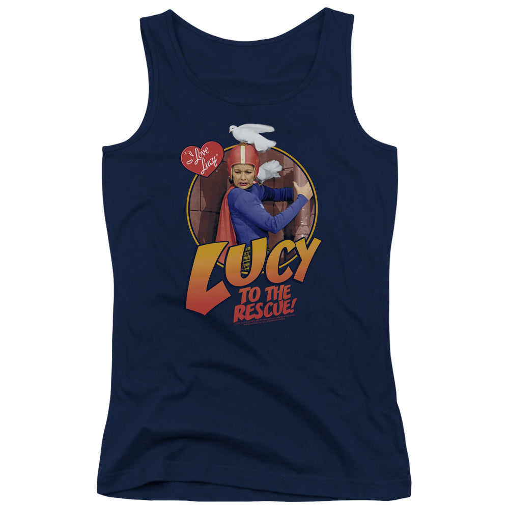 I Love Lucy to the Rescue Womens Tank Top Shirt Navy Blue