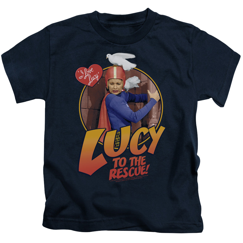 I Love Lucy to the Rescue Juvenile Kids Youth T Shirt Navy Blue