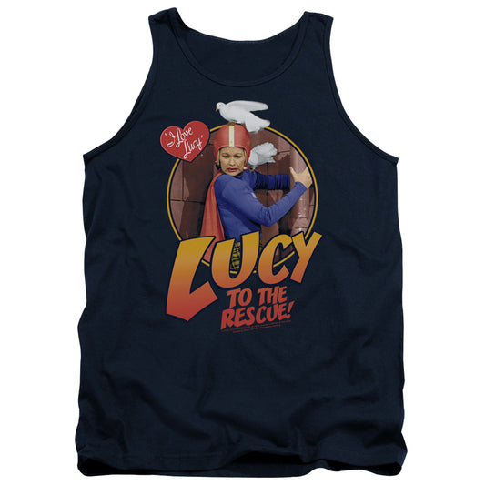 I Love Lucy to the Rescue Mens Tank Top Shirt Navy Blue