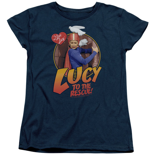 I Love Lucy to the Rescue Womens T Shirt Navy Blue