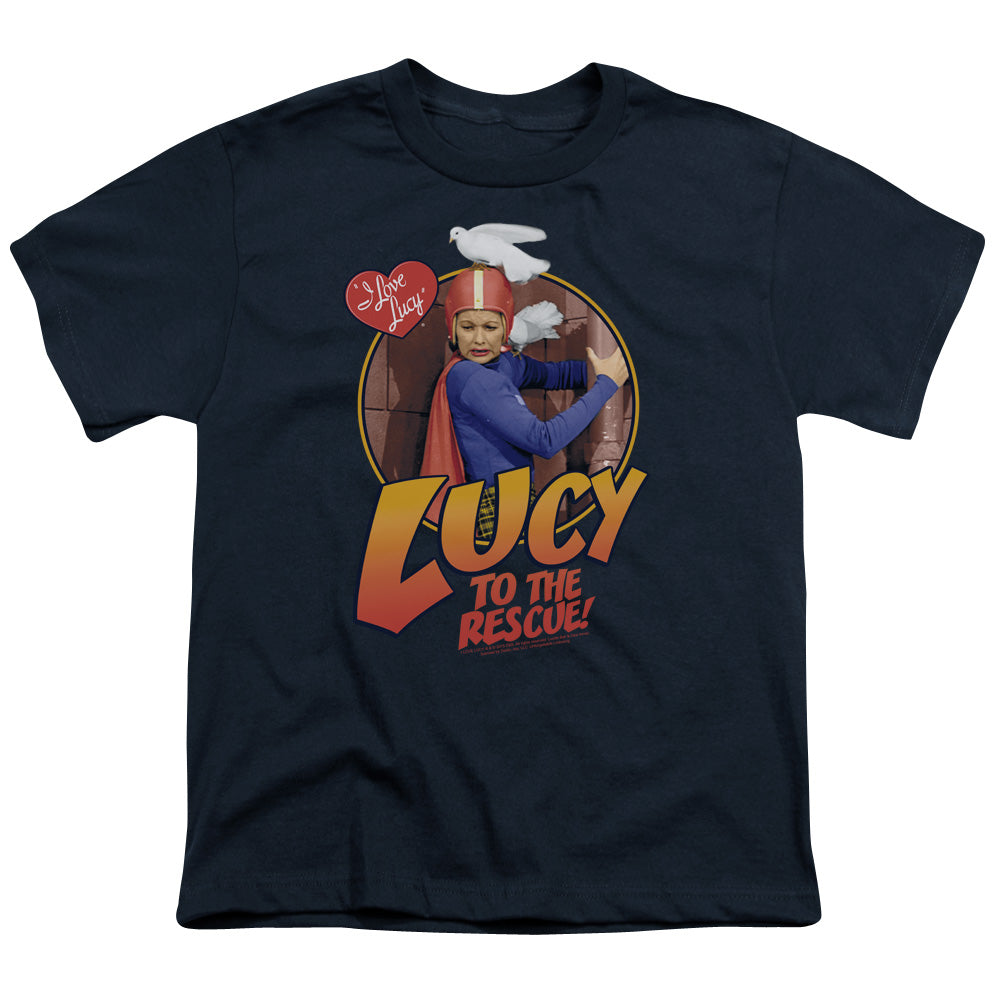 I Love Lucy to the Rescue Kids Youth T Shirt Navy Blue