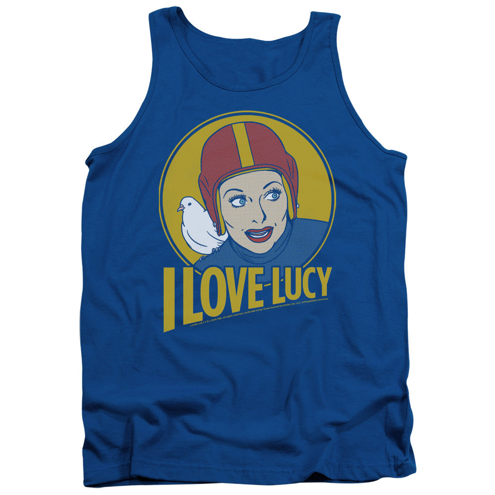 I Love Lucy Lb Super Comic Mens Tank Top Shirt Royal Blue