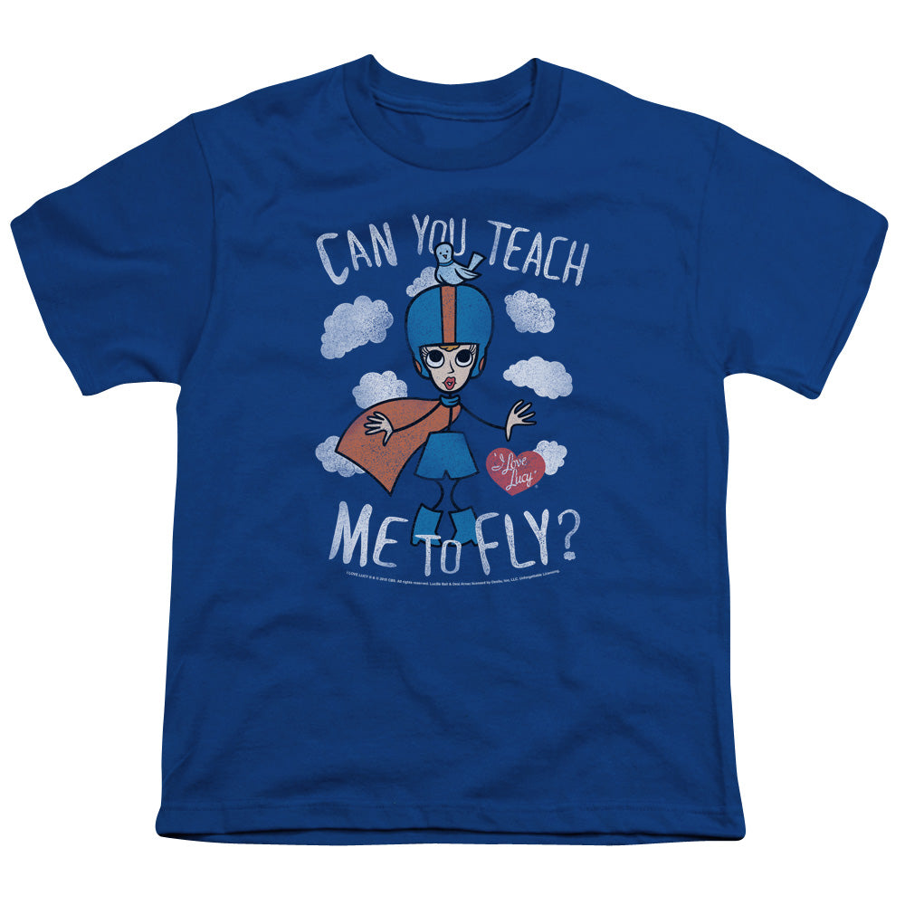 I Love Lucy Fly Kids Youth T Shirt Royal Blue