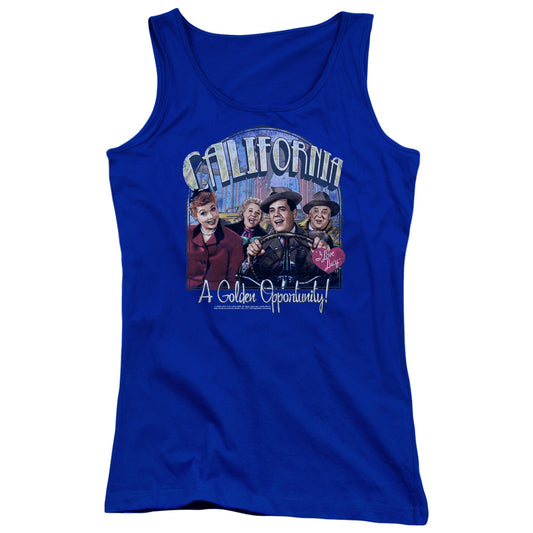 I Love Lucy Golden Opportunity Womens Tank Top Shirt Royal Blue