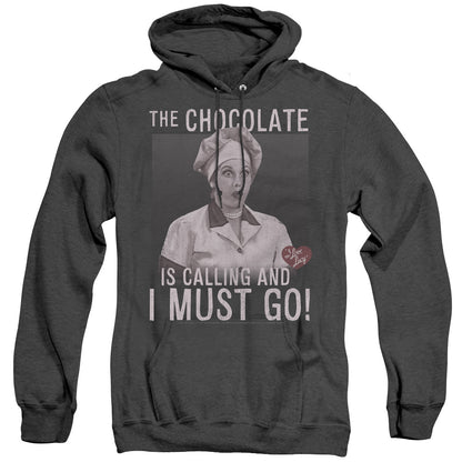 I Love Lucy Chocolate Calling Mens Heather Hoodie Black Officially Licensed