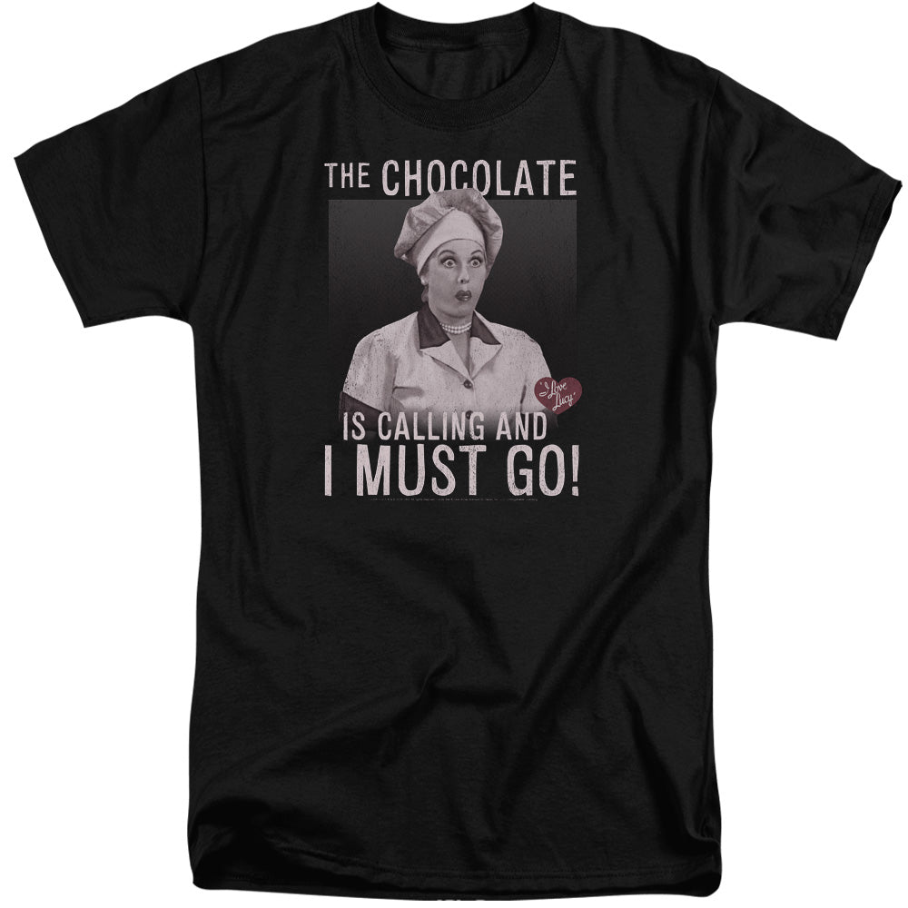 I Love Lucy Chocolate Calling Mens Tall T Shirt Black