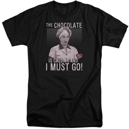 I Love Lucy Chocolate Calling Mens Tall T Shirt Black