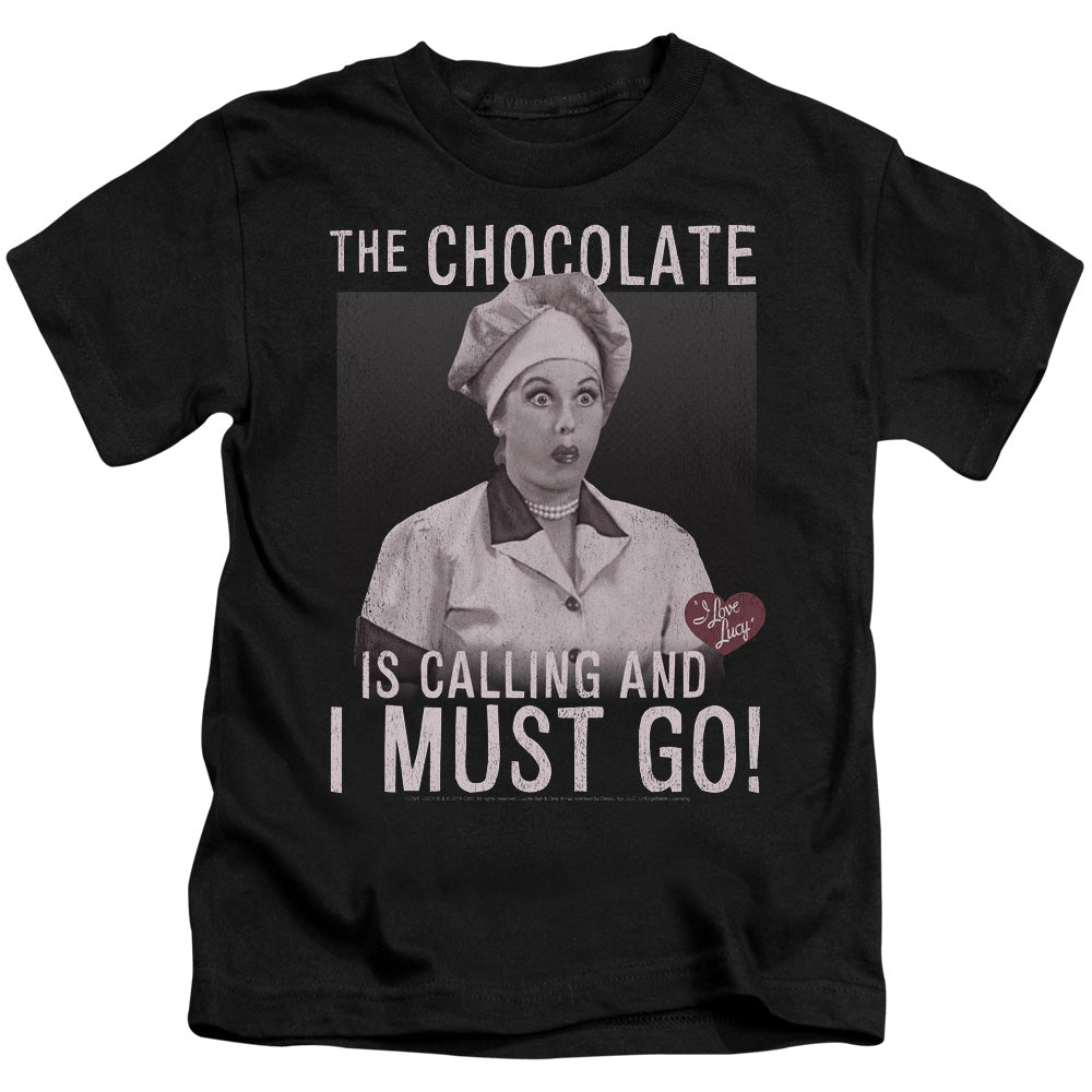 I Love Lucy Chocolate Calling Juvenile Kids Youth T Shirt Black