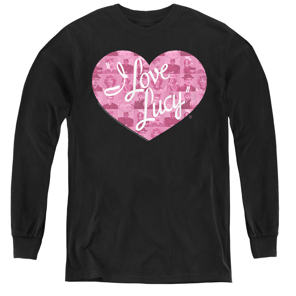 I Love Lucy Many Moods Logo Long Sleeve Kids Youth T Shirt Black