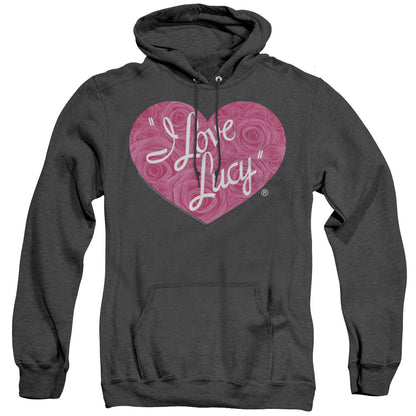I Love Lucy Floral Logo Mens Heather Hoodie Black Officially Licensed