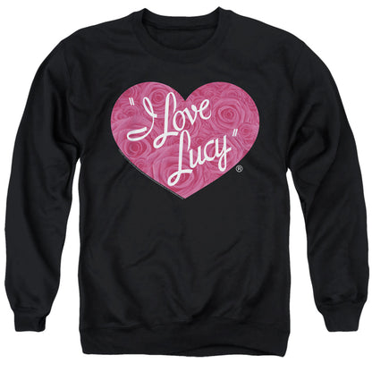 I Love Lucy Floral Logo Mens Crewneck Sweatshirt Black