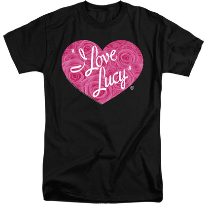 I Love Lucy Floral Logo Mens Tall T Shirt Black