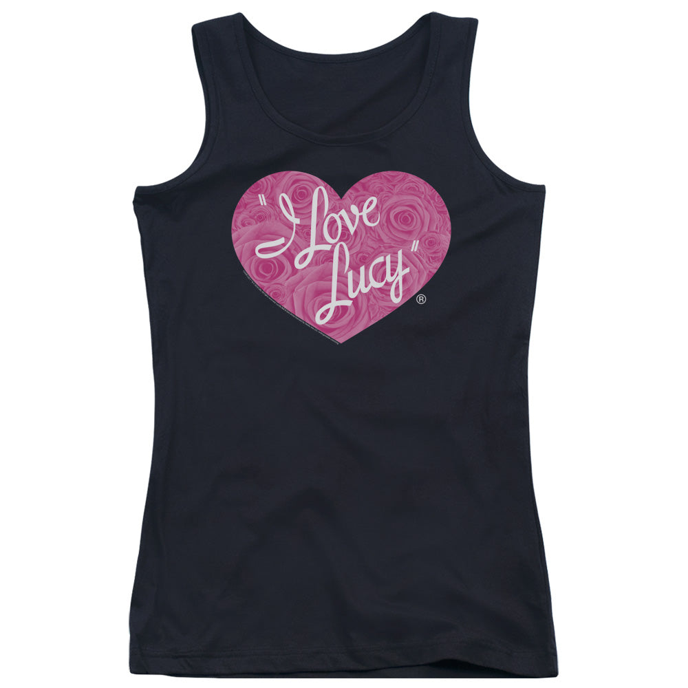 I Love Lucy Floral Logo Womens Tank Top Shirt Black