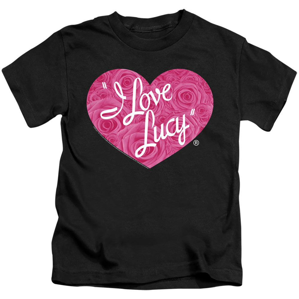 I Love Lucy Floral Logo Juvenile Kids Youth T Shirt Black
