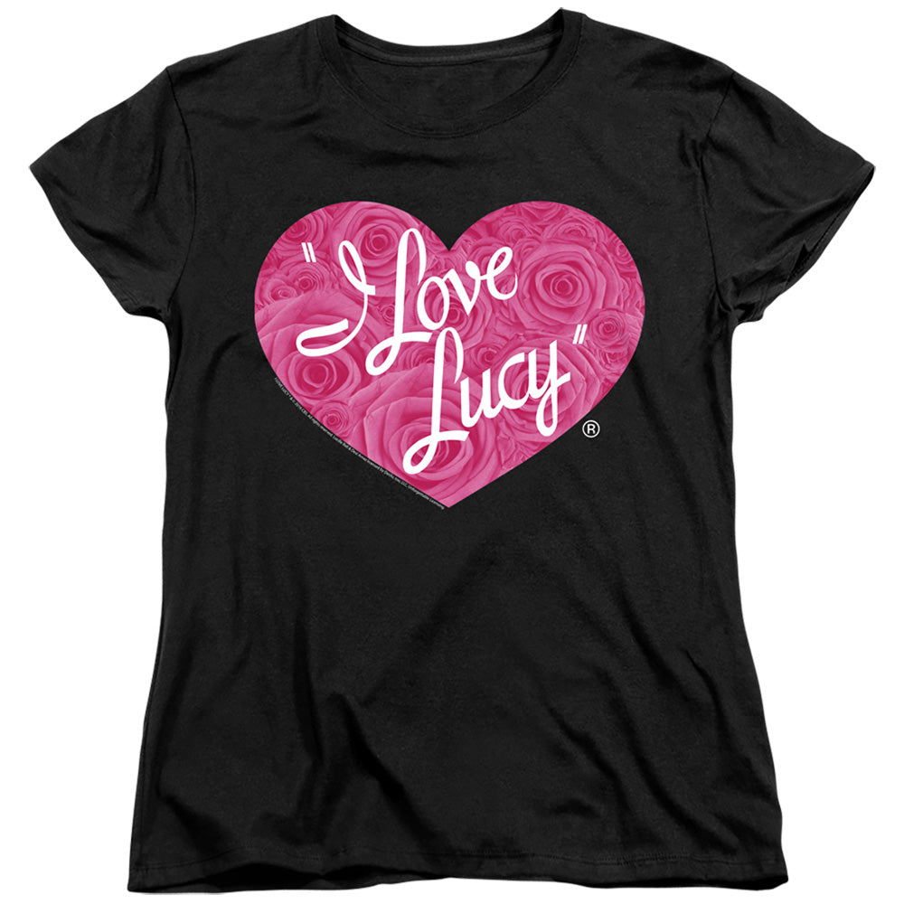 I Love Lucy Floral Logo Womens T Shirt Black