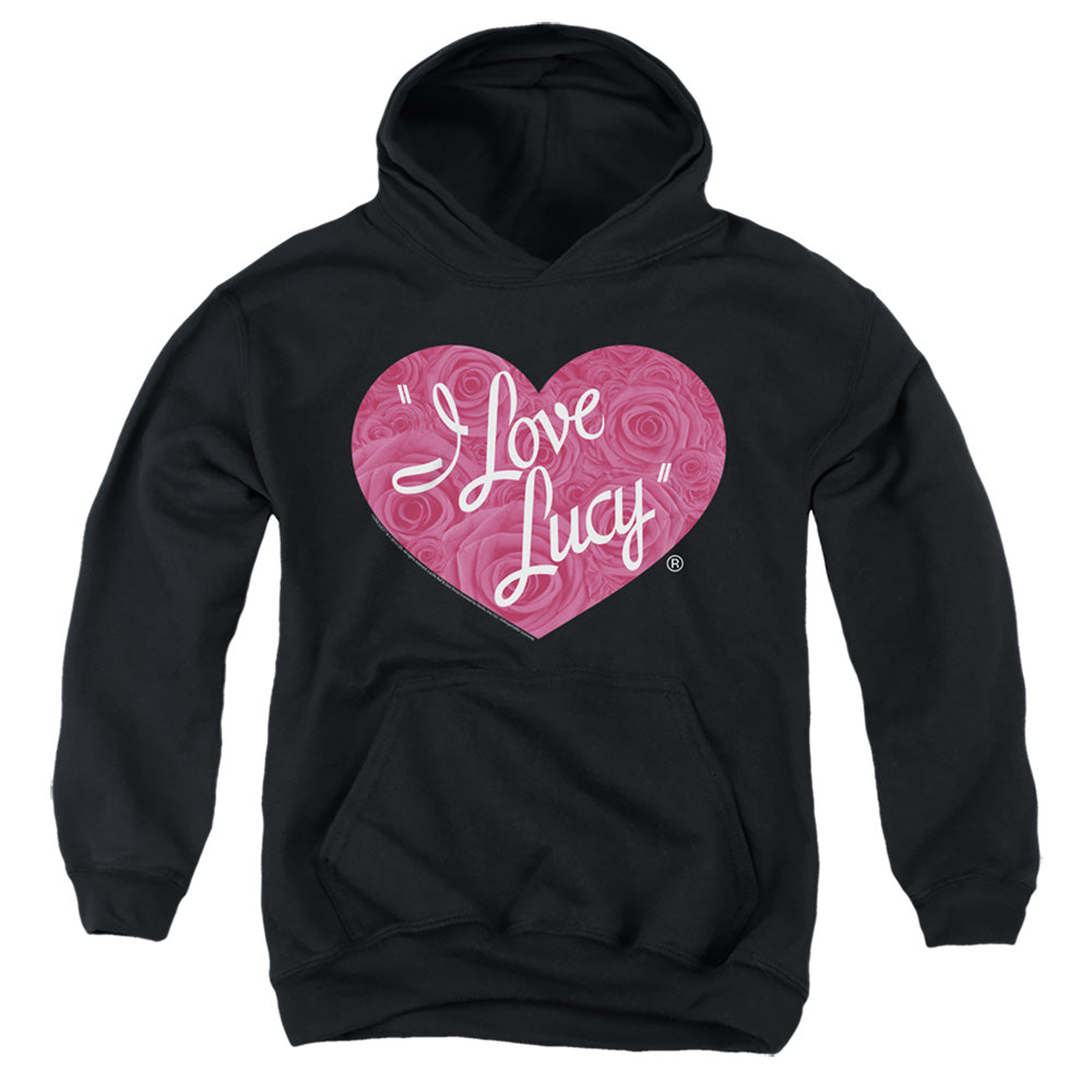 I Love Lucy Floral Logo Kids Youth Hoodie Black
