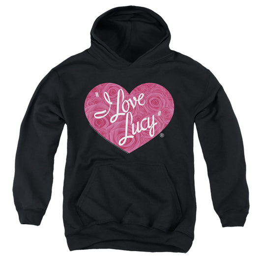 I Love Lucy Floral Logo Kids Youth Hoodie Black