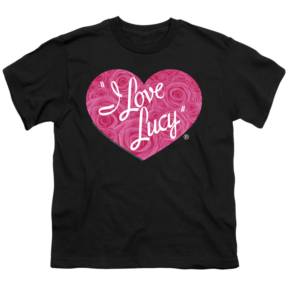 I Love Lucy Floral Logo Kids Youth T Shirt Black