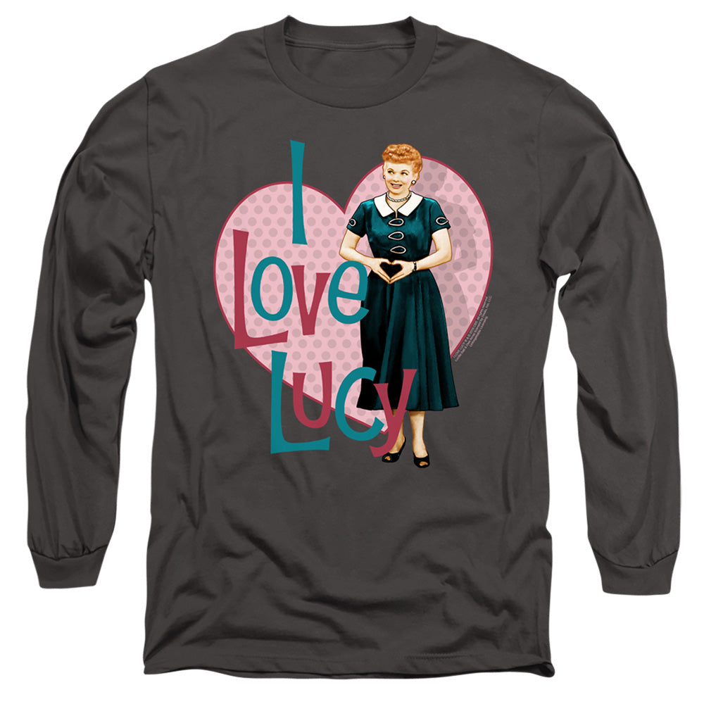 I Love Lucy Heart You Mens Long Sleeve Shirt Charcoal