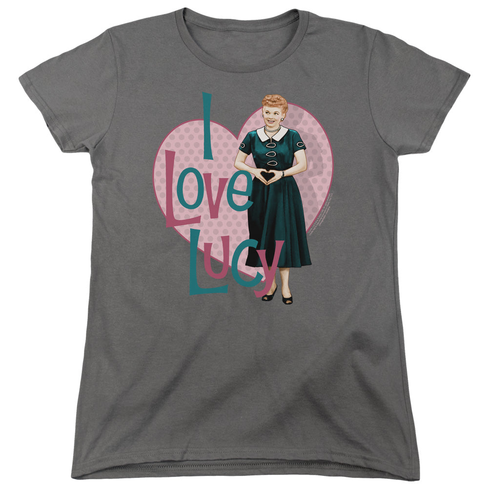 I Love Lucy Heart You Womens T Shirt Charcoal