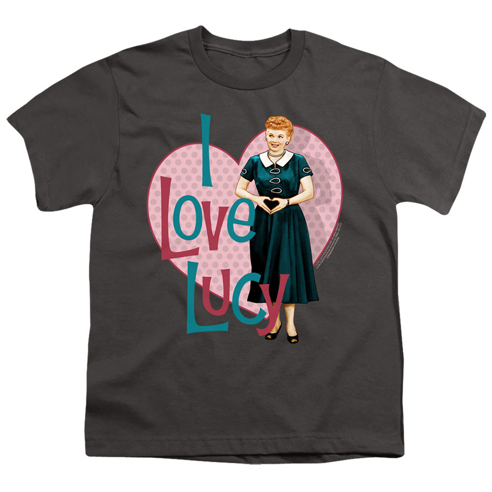 I Love Lucy Heart You Kids Youth T Shirt Charcoal