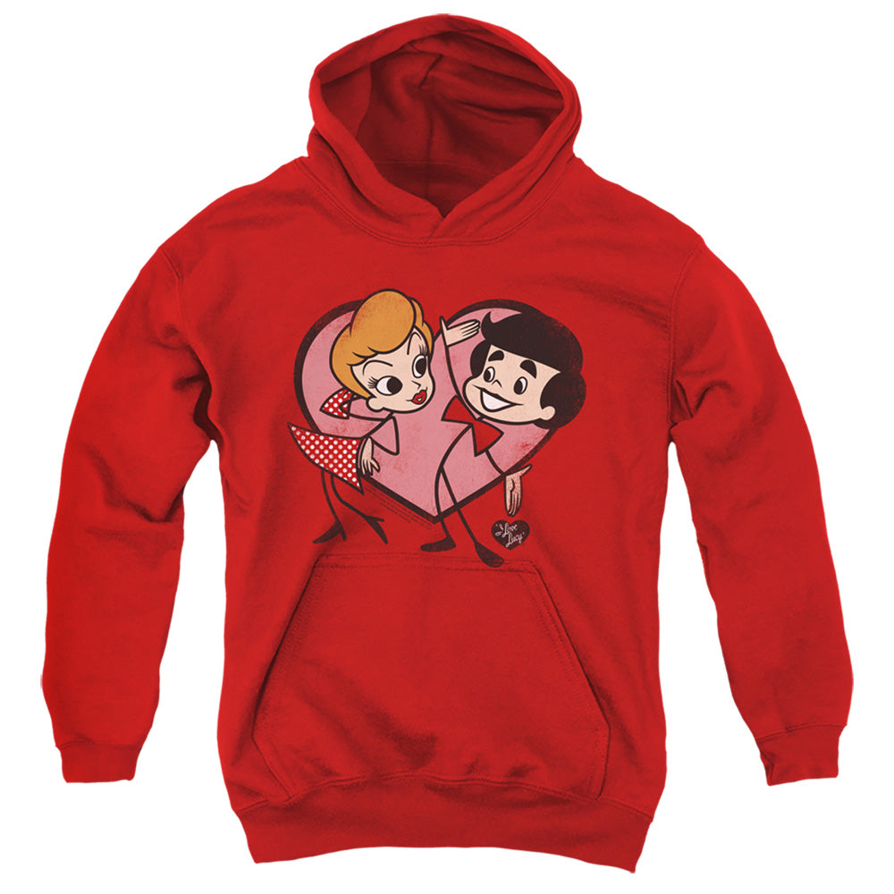 I Love Lucy Cartoon Love Kids Youth Hoodie Red