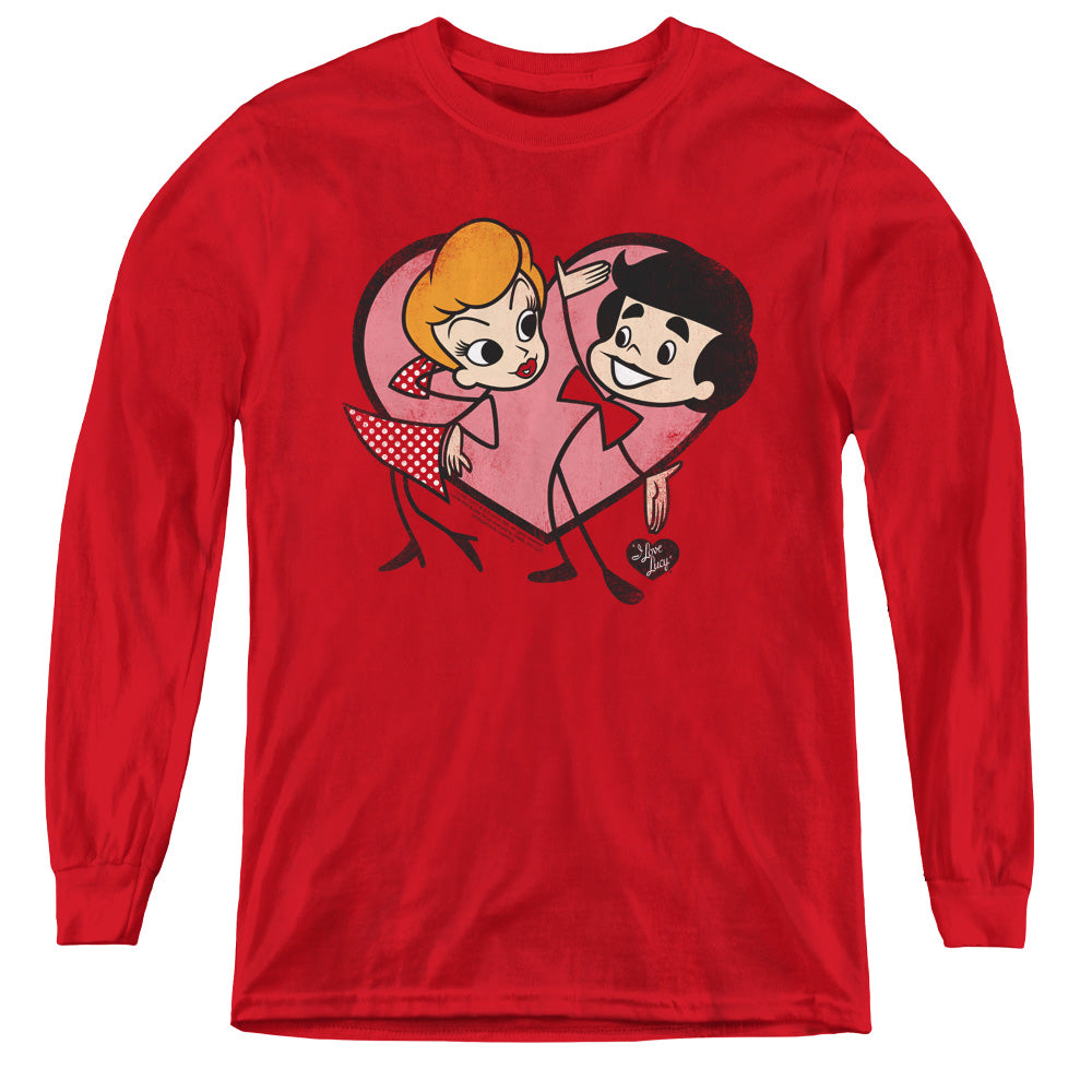 I Love Lucy Cartoon Love Long Sleeve Kids Youth T Shirt Red