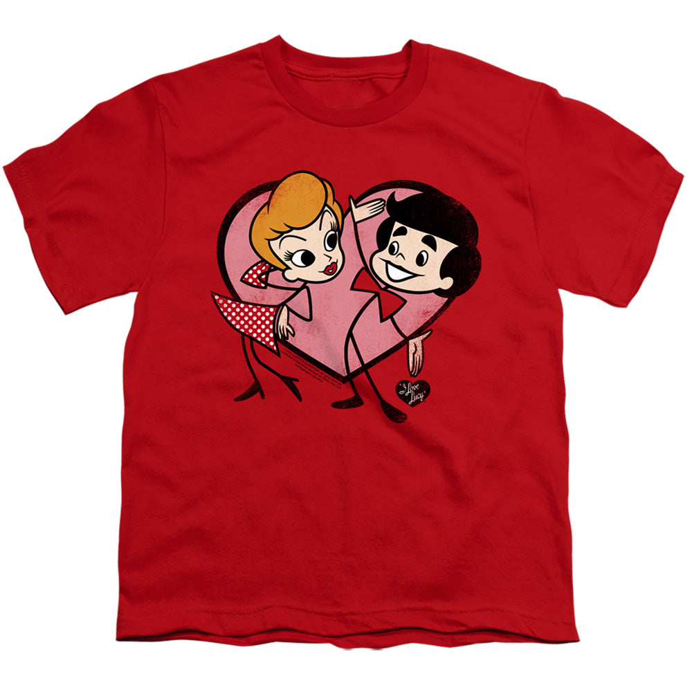 I Love Lucy Cartoon Love Kids Youth T Shirt Red