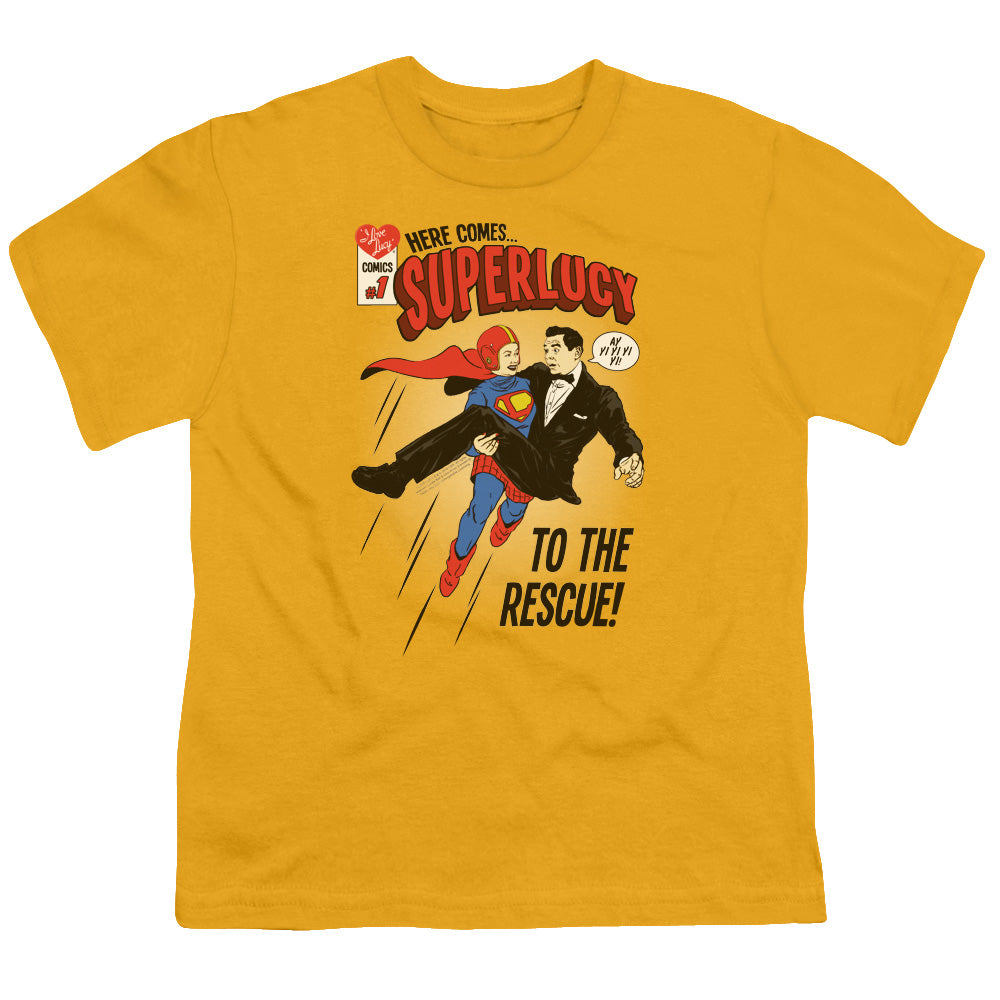 I Love Lucy Super Lucy Kids Youth T Shirt Gold