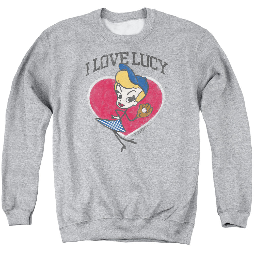 I Love Lucy Baseball Diva Mens Crewneck Sweatshirt Athletic Heather