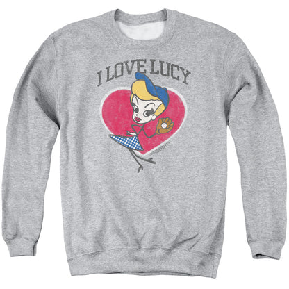 I Love Lucy Baseball Diva Mens Crewneck Sweatshirt Athletic Heather
