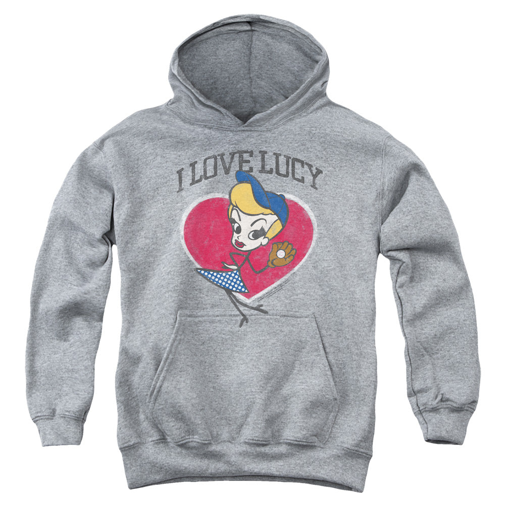 I Love Lucy Baseball Diva Kids Youth Hoodie Athletic Heather