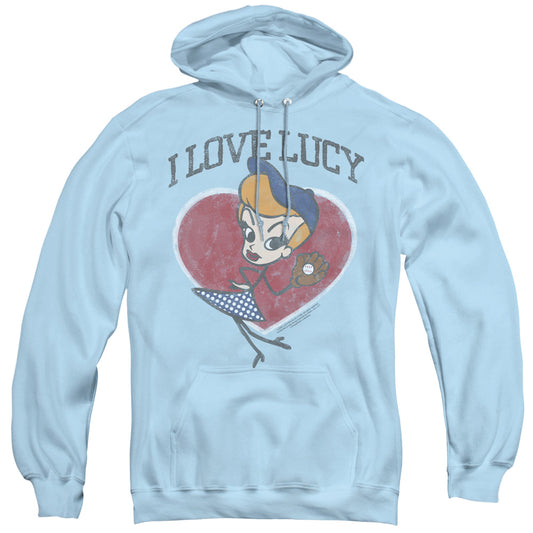 I Love Lucy Baseball Diva Mens Hoodie Light Blue