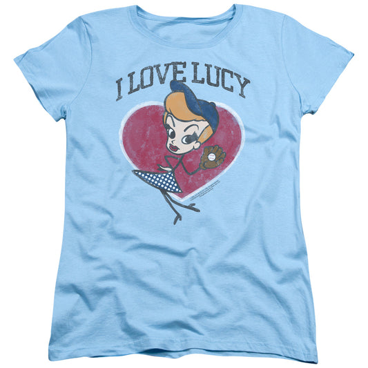 I Love Lucy Baseball Diva Womens T Shirt Light Blue
