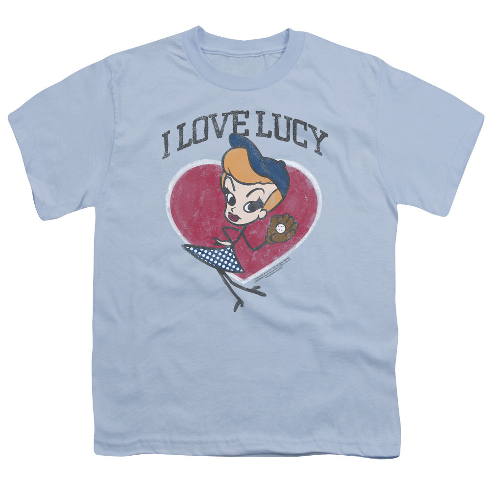 I Love Lucy Baseball Diva Kids Youth T Shirt Light Blue