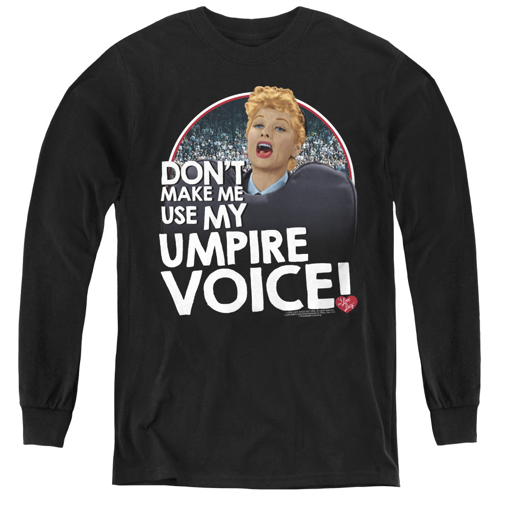 I Love Lucy Umpire Long Sleeve Kids Youth T Shirt Black