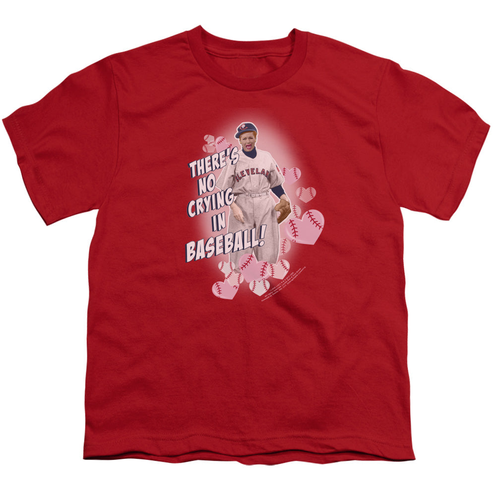 I Love Lucy No Crying in Baseball Kids Youth T Shirt Red
