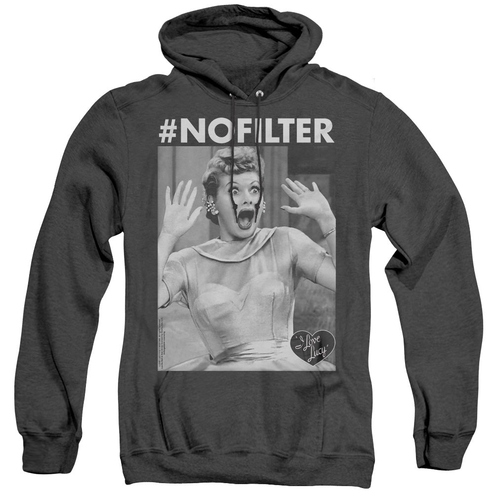 I Love Lucy No Filter Heather Mens Hoodie Black
