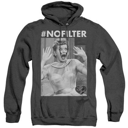 I Love Lucy No Filter Mens Heather Hoodie Black Officially Licensed