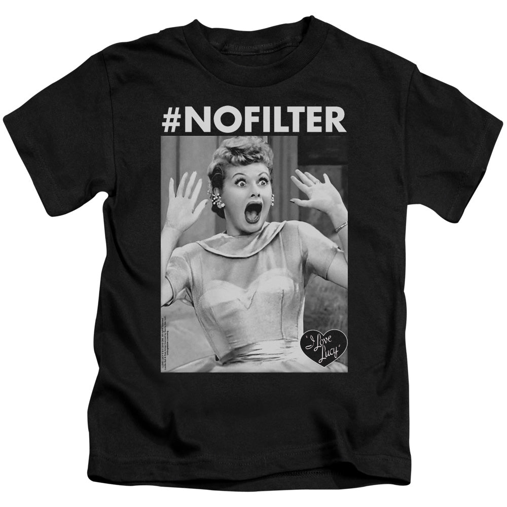 I Love Lucy No Filter Juvenile Kids Youth T Shirt Black